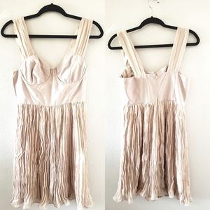 BB Dakota Beige Pleated Mini Dress